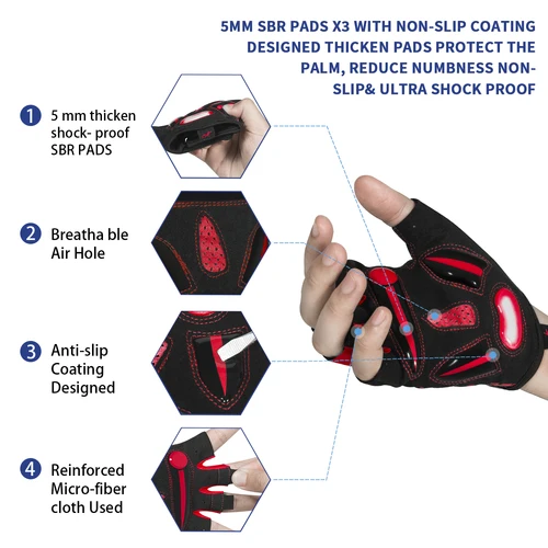 Imagen 2 del producto MOREOK Guantes de bicicleta Transpirables Almohadillas de gel líquido de 5 mm Guantes de bicicleta Guantes de ciclismo de carretera de montaña que absorben los golpes para hombres y mujeres