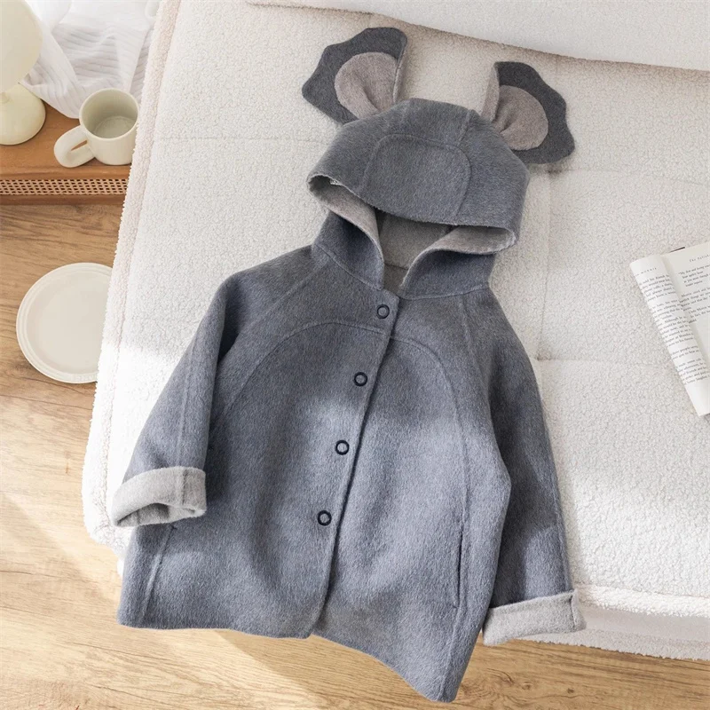 

Girls Woolen Coat Overcoat Jacket Windbreak Outerwear 2024 Casual Thicken Winter Warm Snowsuits Christmas Gift Children's Clothi