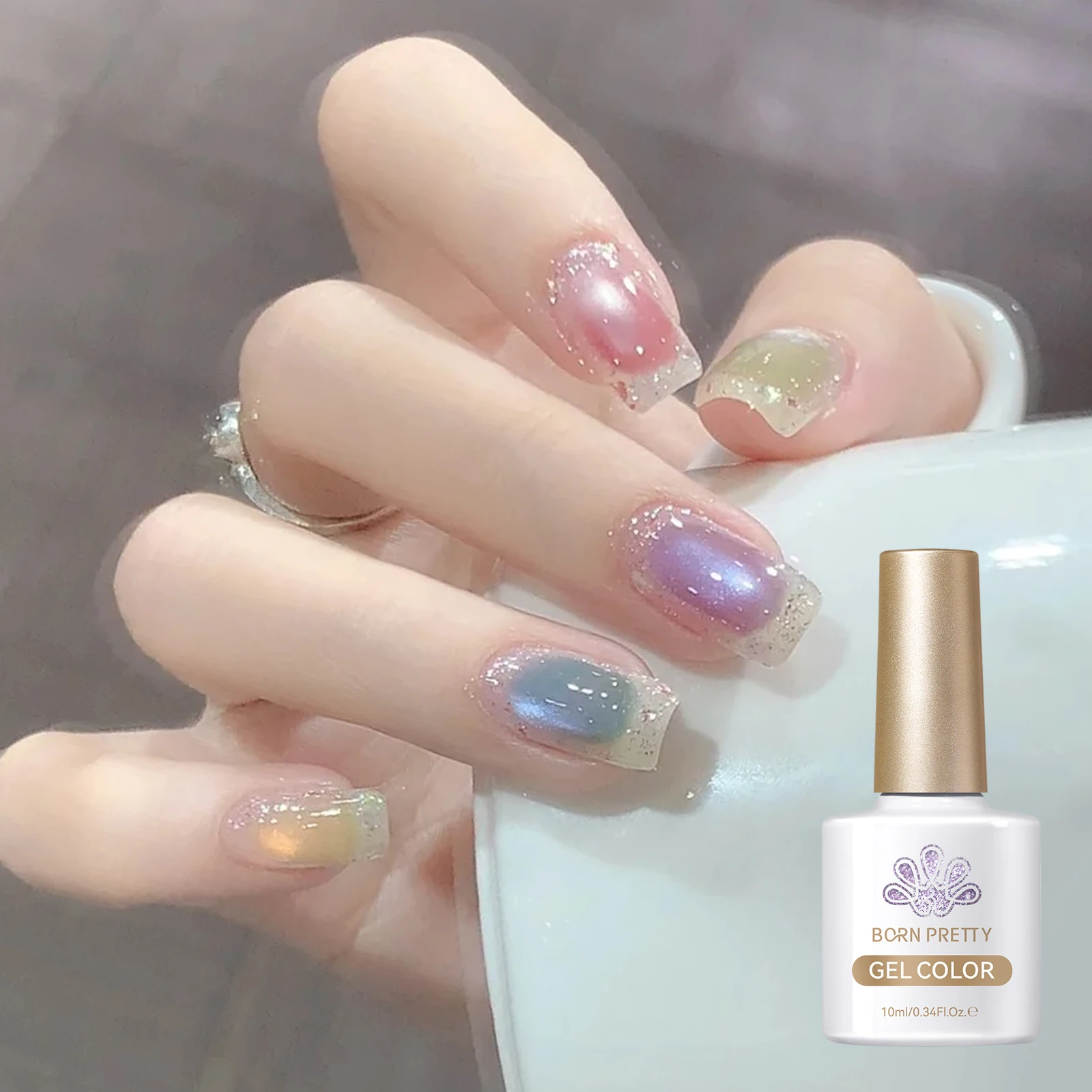 BORN PRETTY 10ml パープルライトフロー キャット マグネットジェルネイルポリッシュ ウルトラシャイン ホログラフィック グリッター ソークオフ UV バーニッシュ マニキュア