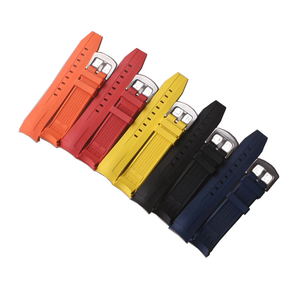 21mm Rubber Watchband For Tissot 1853 Diving T120 Curved End Silicone Strap Wristbands Bracelets Waterproof Black Orange Yellow