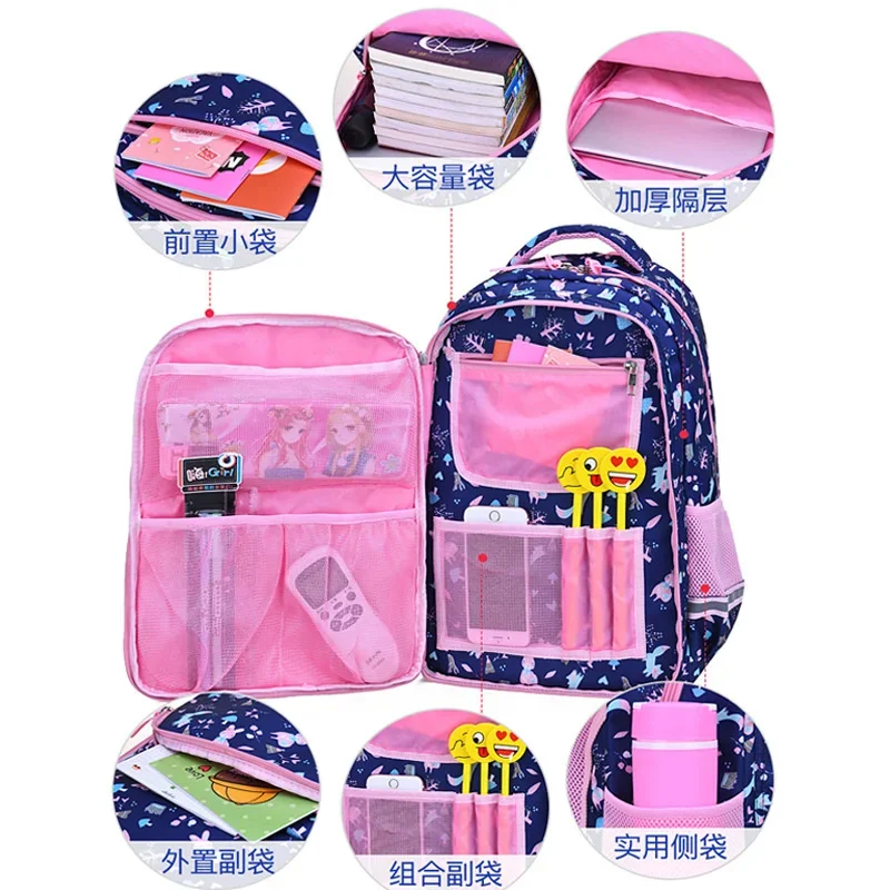 Mochila princesa ortopédica para crianças, Mochilas escolares para meninas, Kids Book Bag, Mochila Primária