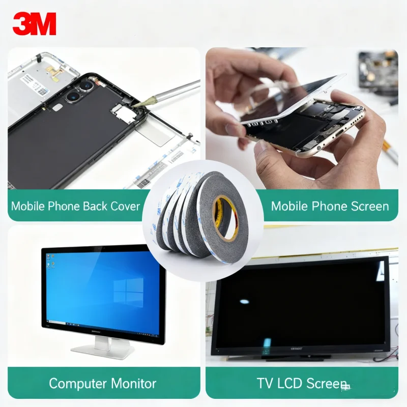 3M 9448A Curved Screen Double Sided Tape Adhesive 50m Black Light-proof Ultra-thin Strong Traceless Tape For Phone Repair Tablet view 6