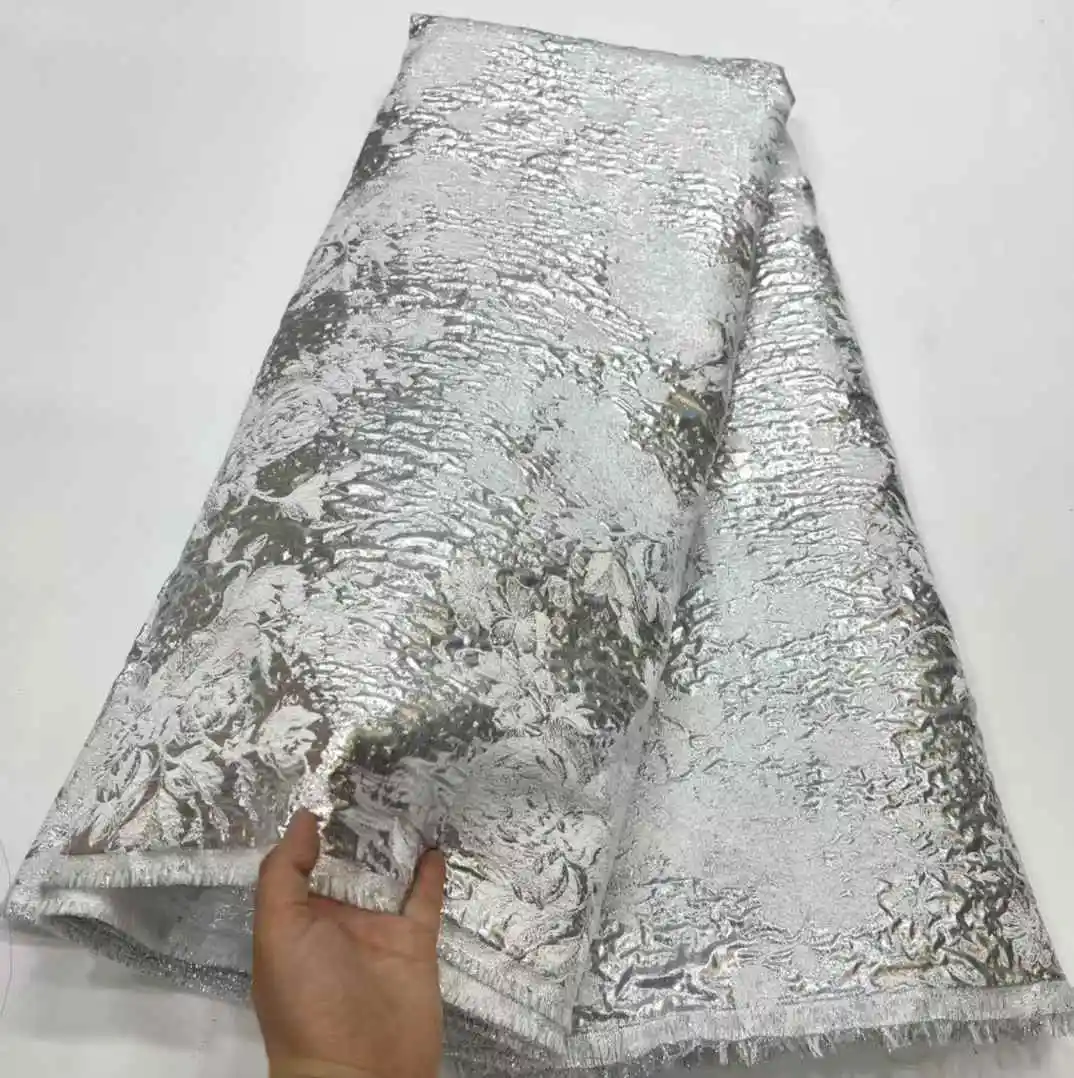 แอฟริกันภาษาฝรั่งเศสคําผ้าลูกไม้ผ้าคุณภาพสูง 2025 5 หลาGildingไนจีเรียผ้าลูกไม้Jacquard Elegantชุดสําหรับสตรี