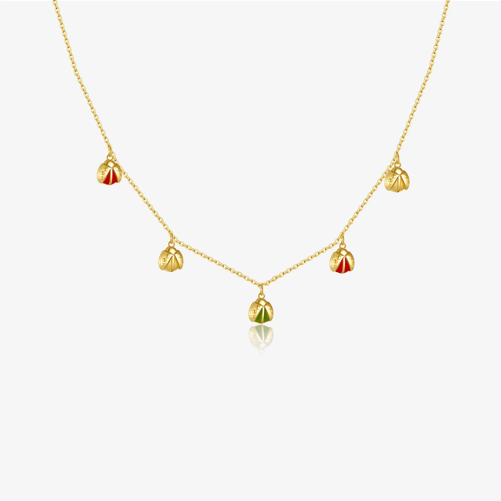 ANDYWEN 925 Sterling Silver Gold Joanne Ingrid Charm Long Chain Choker Beads Women Long Chain Wedding Jewelry Apple Red Enamel J