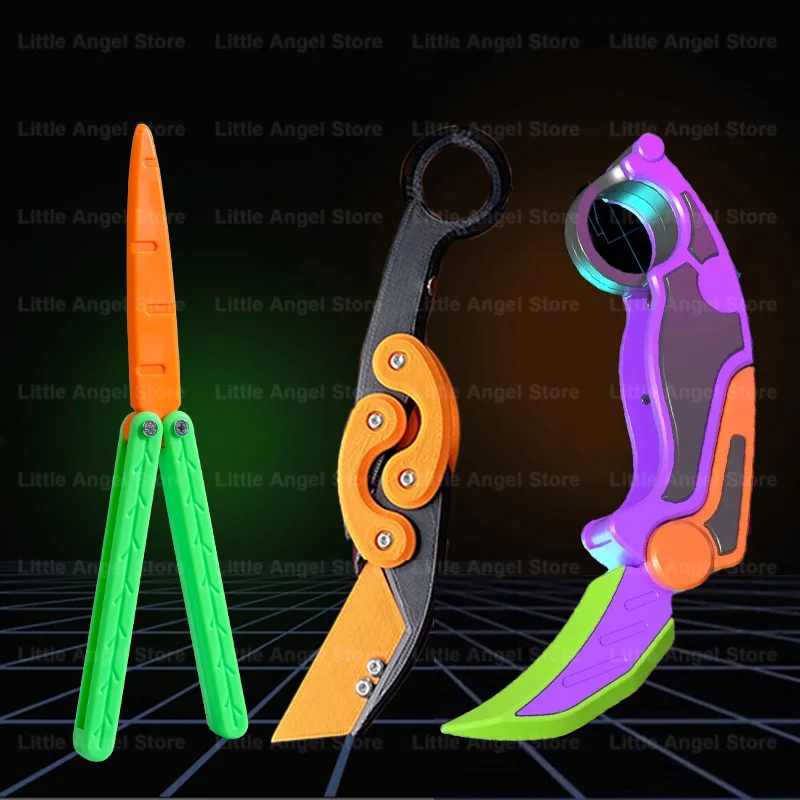 Neue 3D Gedruckt Schwerkraft Klaue Messer Spielzeug Stress Relief Schmetterling Zappeln Hand Greifer Sensorischen Spielzeug Klapp Klaue Messer Rettich für Geschenk