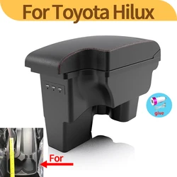 For Toyota Hilux Armrest box Retrofit Interior Parts Car Armrest Storage box Holder Ashtray Car Accessories USB LED