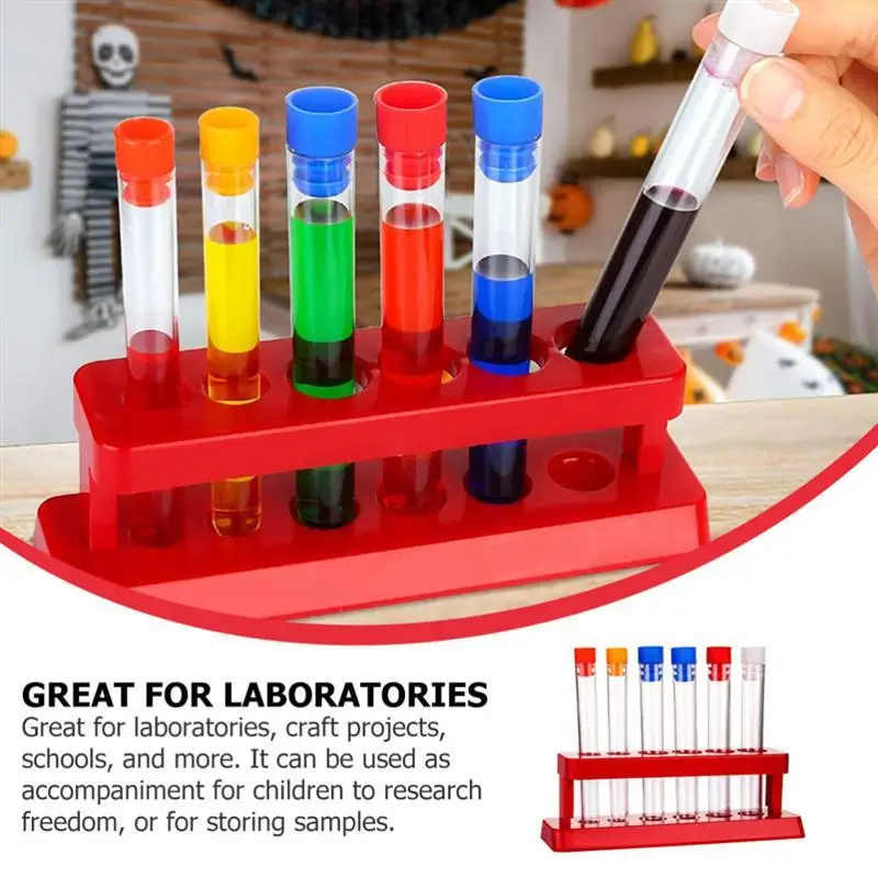 1 Set Plastic Test Tubes With Storage Rack Scientific Experiment Accessories (Test Tube Rack +16*150 Plug (Plug Color Is Random)