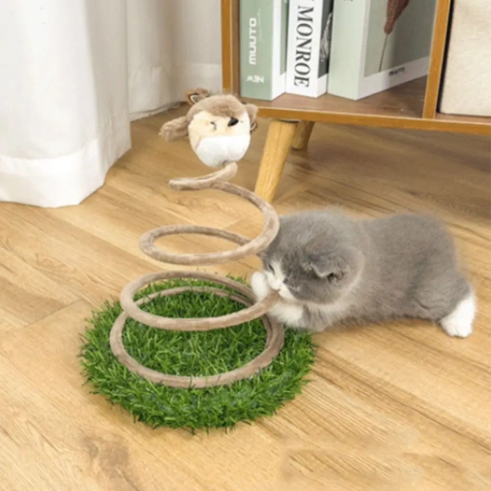 

Creative Cat Scratching Tray Bite Resistant Self-Hilarious Cat Spring Toy Durable Plush Sparrow Interactive Cat Toy
