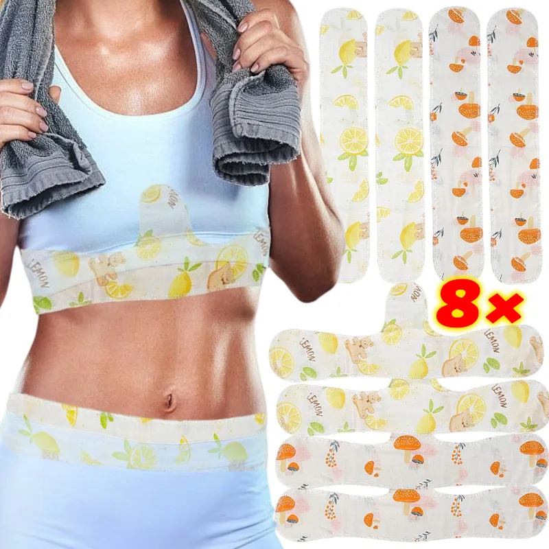 1/8Pcs Cute Cartoon Pattern Bra Sweat Liners for Women Abdomen Bra Pads Liners Reusable Quick-Dry Sweat Absorber Pads Liners