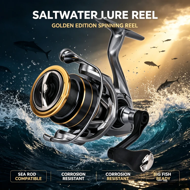 Long Cast Spinning Fishing Reel No Gap Shallow Spool Carbon Handle Salt & Freshwater Fishing Tackle