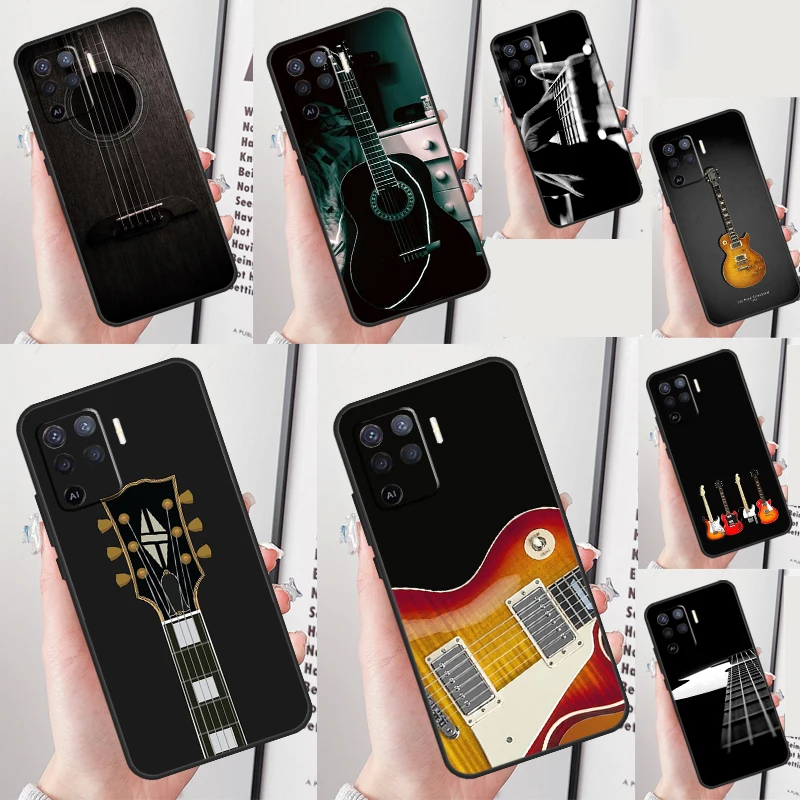 

Винтажный чехол для телефона с музыкальной гитарой для Oppo A80 A40 A60 A16 A76 A96 A91 A15 A17 A74 A94 A54 A57S A18 A38 A58 A98 A78