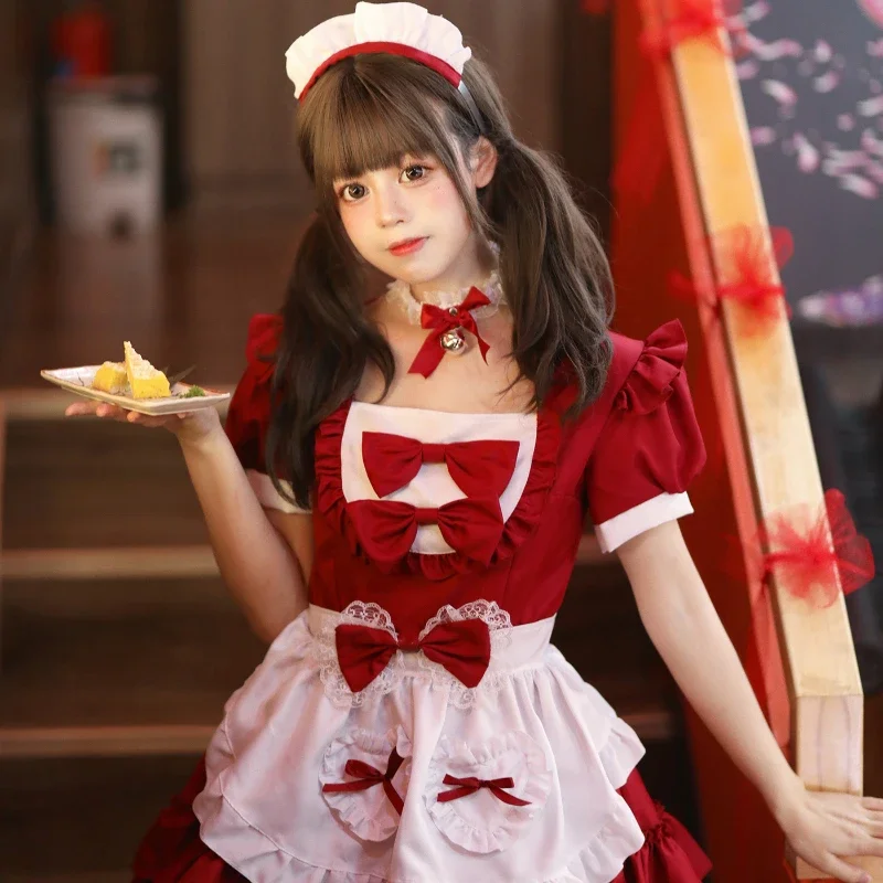 

Lolita Maid Cosplay Party Costumes Pink Role Play Uniform Anime Girl Sweet Princess Dress Japanese Kawaii Apron Maids Halloween