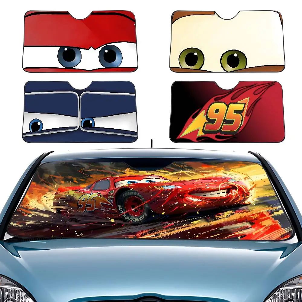 Cars L-Lightning Cool M-McQueens 95 Car Sunshade Curtains Windscreen Front Window Visor 70x130cm Sun Visor Solar Protect Plaid