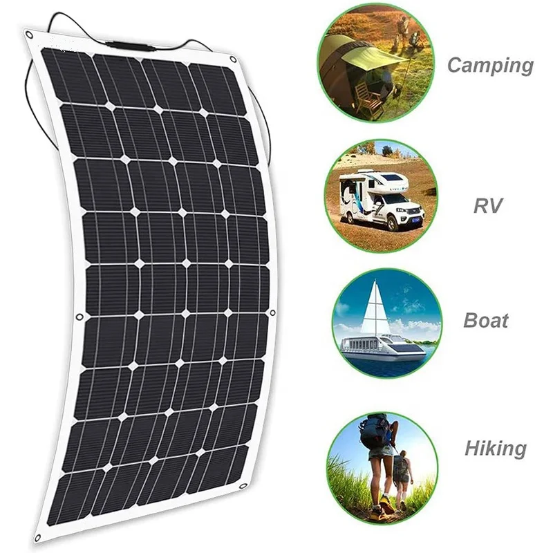 Flexible Solar Panel 100w 150w 160w 180w 200w 250w 300w 350w 400w 500w 1000w Monocrystalline PV Thin Film Solar Panel