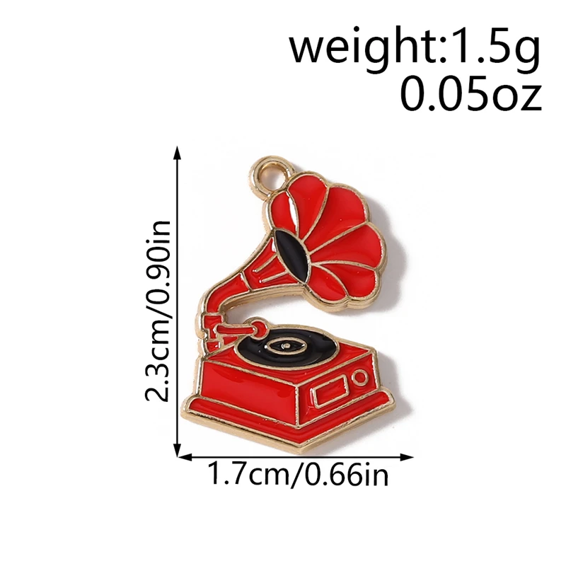20 Stück 19x22mm Niedliche Emaille-Musikplatten-Anhänger für die Herstellung von Ohrringen, Halsketten, Armbändern, DIY-Bastelarbeiten und Schmuckzubehör – Detail 11