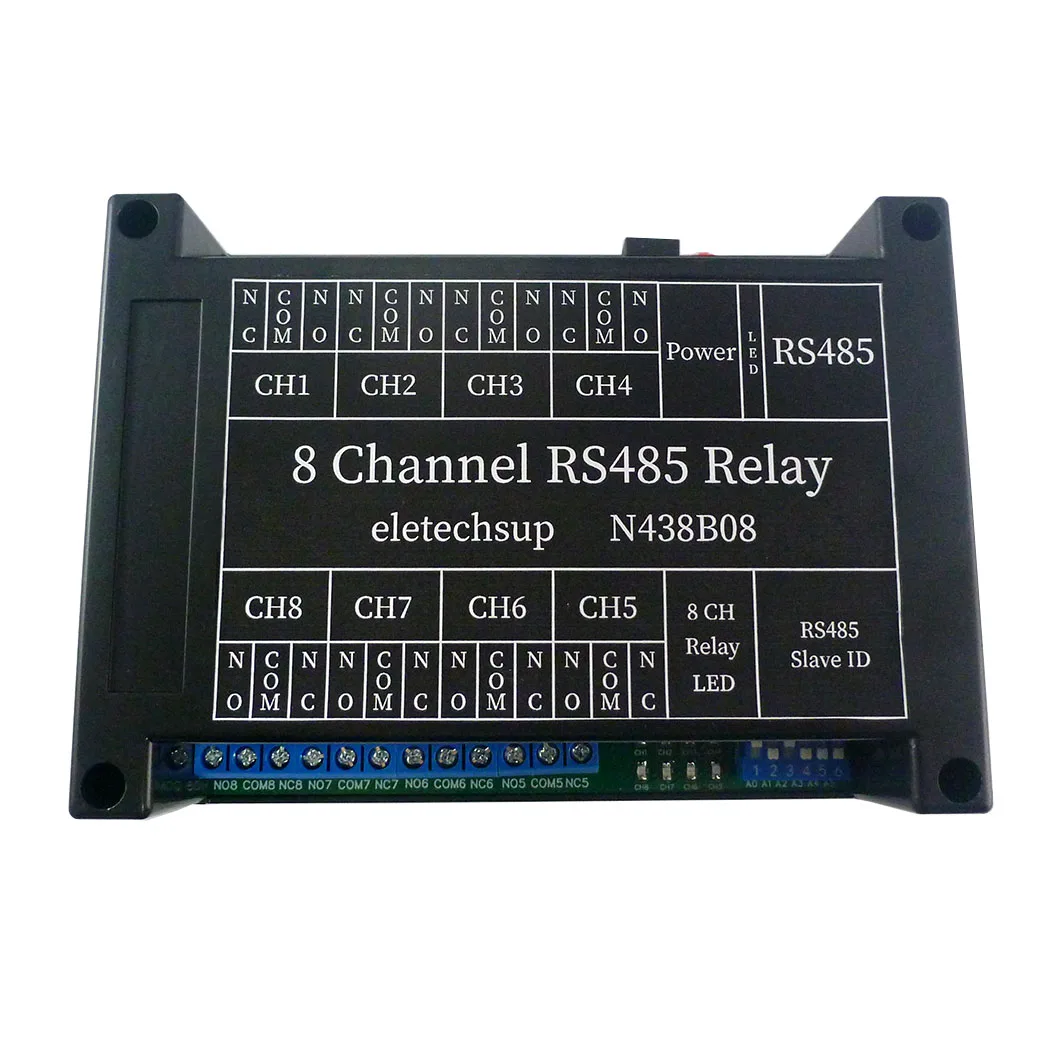 

8CH DC 12V RS485 Relay PC UART Serial Port Switch RTU 03 06 16 Function Code DIN Shell Switch Board