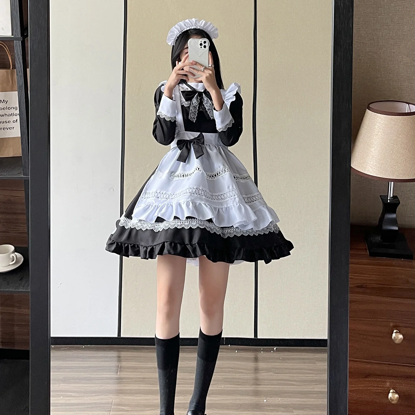 

Briti Sle Long Sve Maid Suit, костюм для косплея, большой размер, наряд Лолиты, Fem Waitr orm, весна 2023,