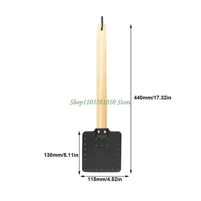 مناشف الذبابة الجلدية عالية الجودة بمقبض خشبي فعال منشة الذبابة من الجلد السميك للاستخدام المنزلي #6