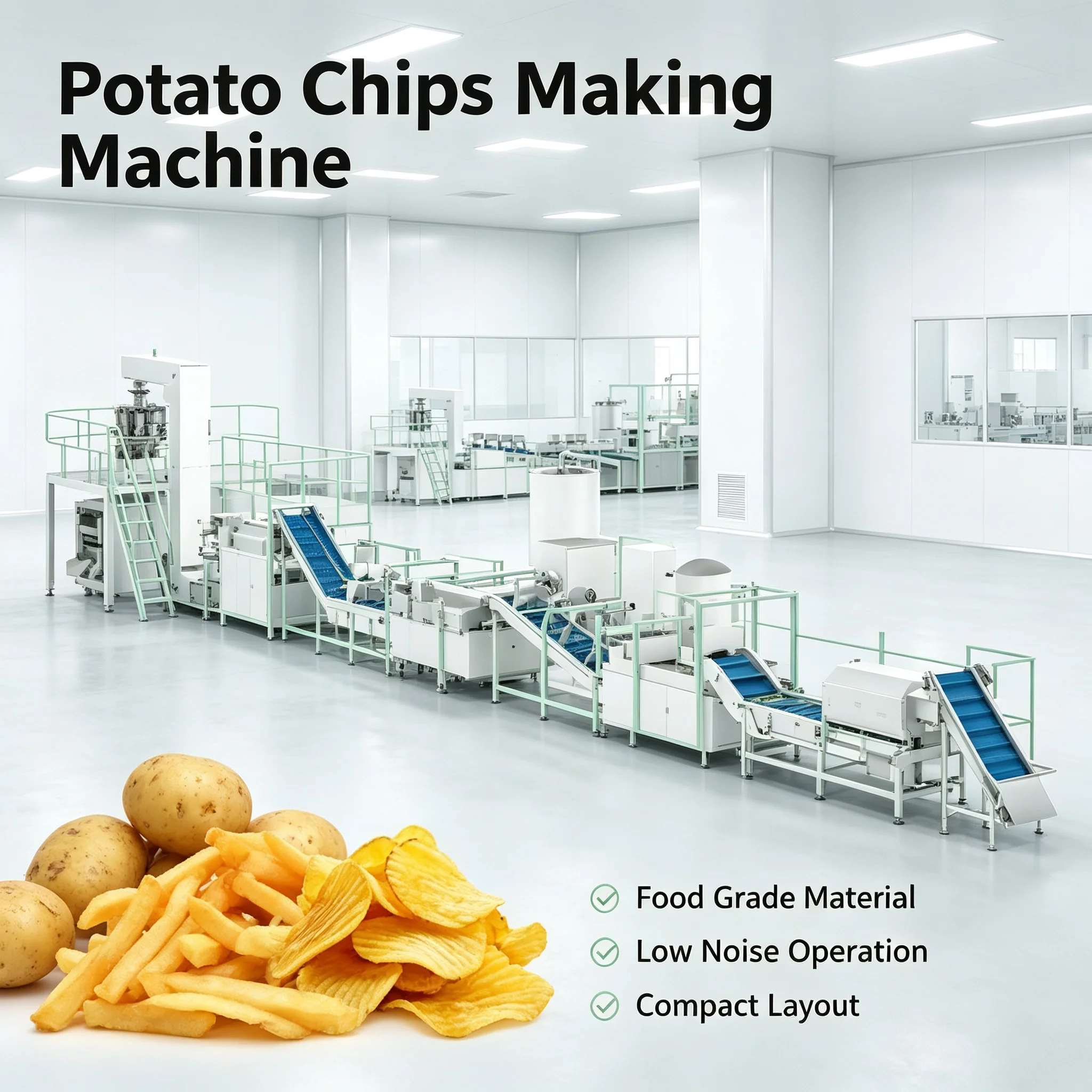 Energy‑Efficient Snack Production System, French Fries & Potato Chips Processing Equipment For Frozen Snack Enterprise