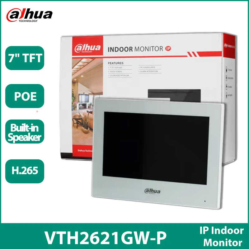 Dahua VTH2621GW-P IP Camera Indoor Monitor 7 Inch Video Intercom Screen Doorbell System Standard PoE Built-in Speaker H.265