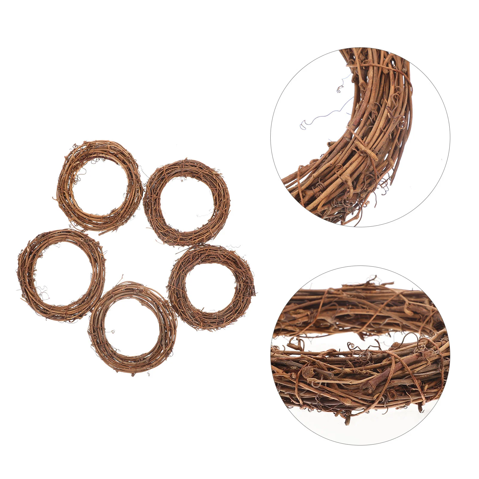 

5 Pcs Halloween Decorations Indoor Rattan Garland DIY Dreamcatcher Frame Material Statue Hoops for Brown Circle