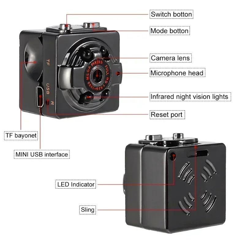 

Night Vision Cameras Aerial SQ8 Camera 1080P HD Infrared Wifi Camera security Outdoor Sports Cameras Minicameras action camera