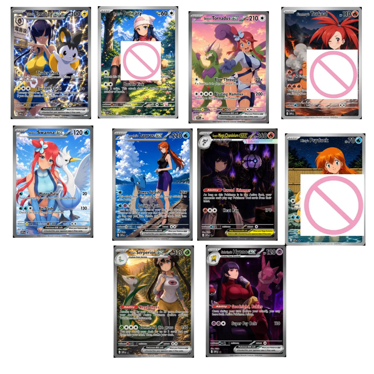 DIY Self Control Dawn's Buneary Rosa's Serperior Skyla's Tornadus Collect Signature Trading Card Anime Gift