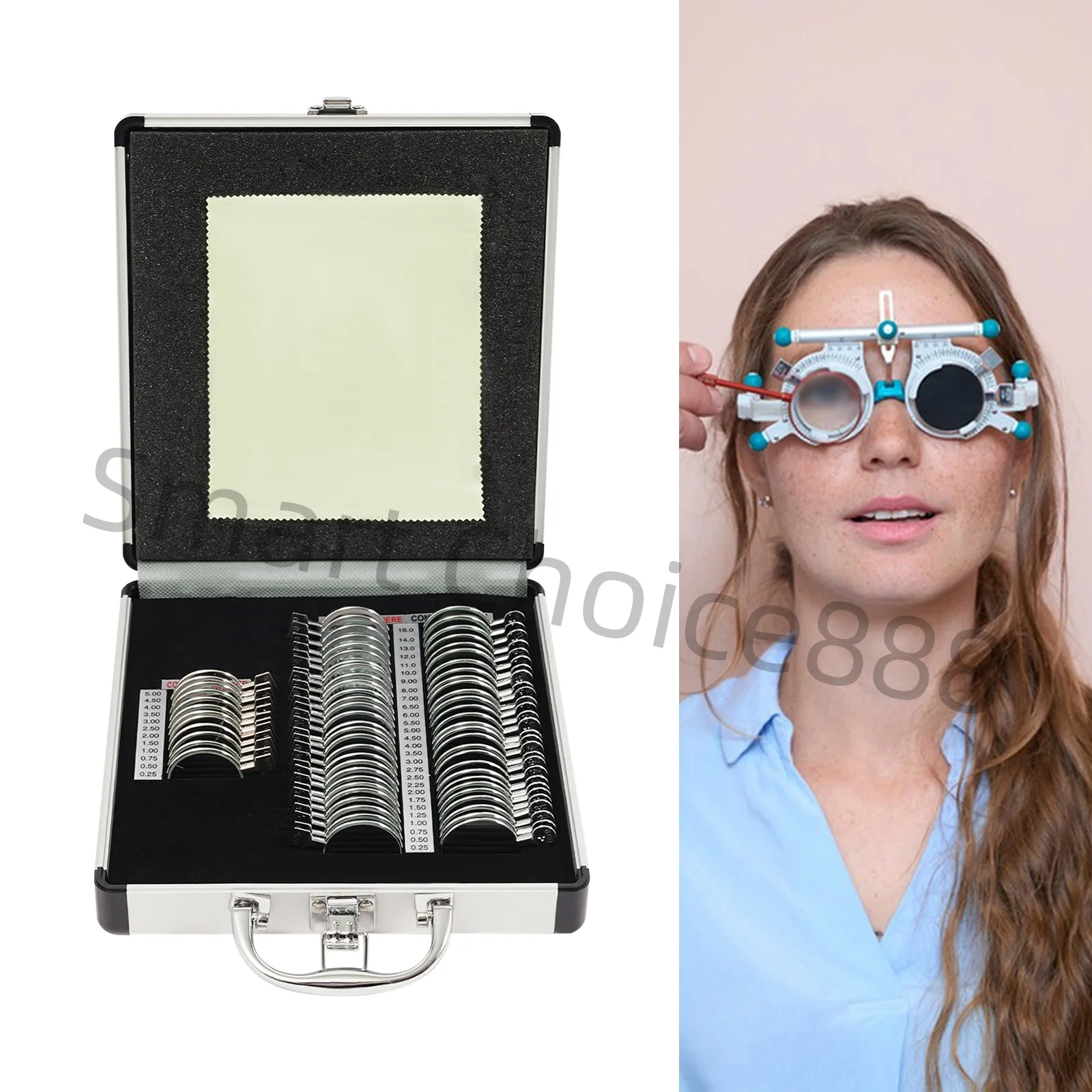 

68 Trial Lens Set Ophthalmic Trial Lens Case Optical Instrument Aluminum Carry Case