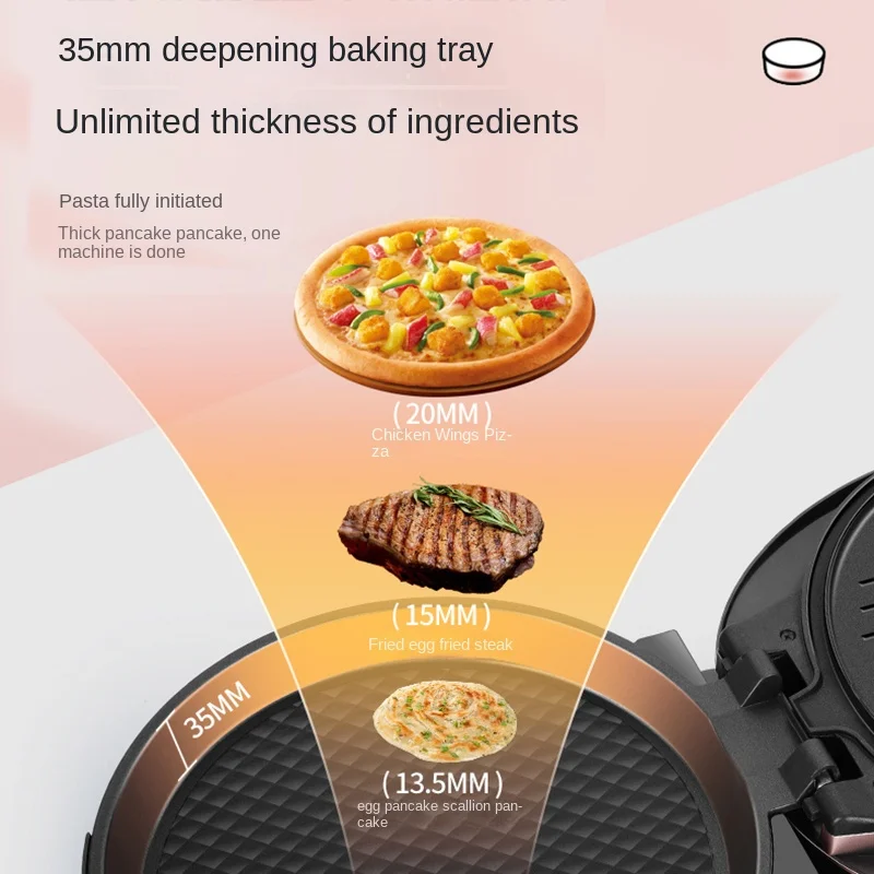 Electric Pancake Pan Household Double-sided Heating Multi-function Deepening Electric Baking Pan Electric Frying Pan 33CM