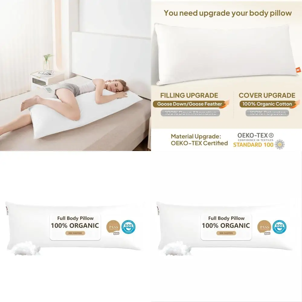 

Органическая хлопковая подушка для тела 20x54 для сна на боку с охлаждающим наполнителем из гусиного пуха