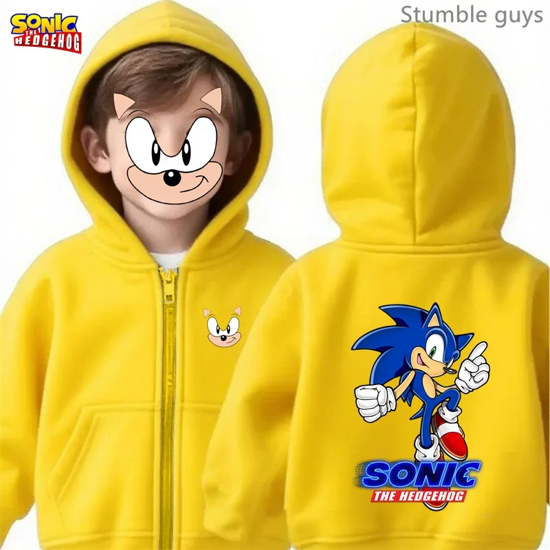 Sonic enfants Anime sweat à capuche zippé printemps automne garçons vêtements filles vêtements de sport confortable Fans porter