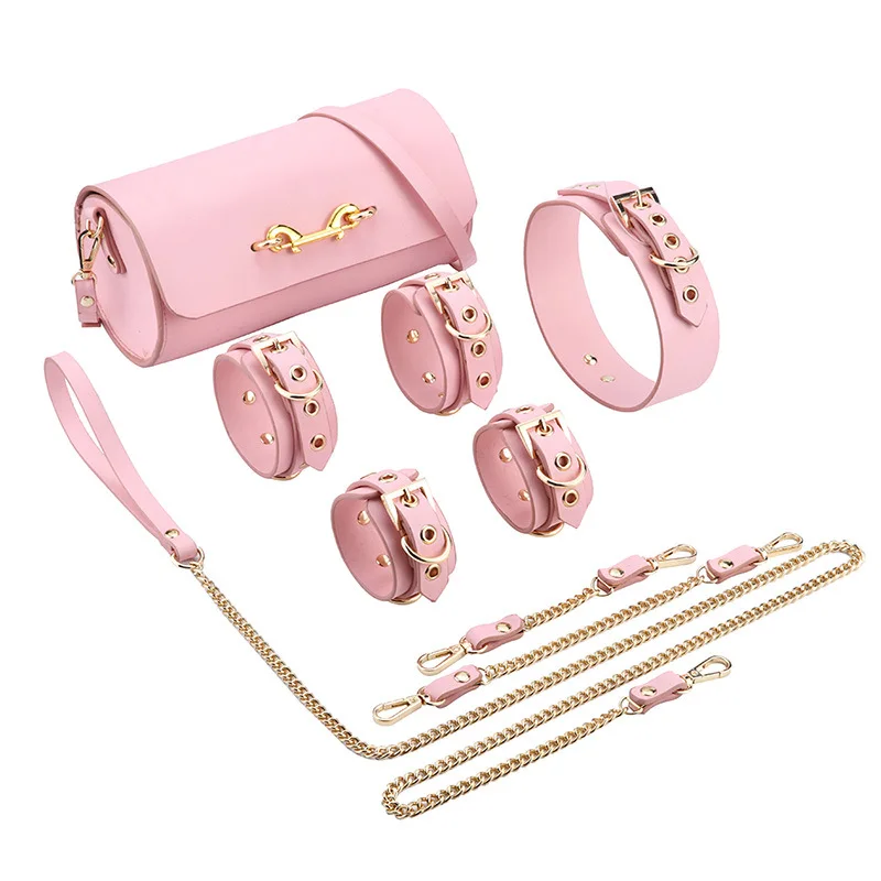 1 SET Set de Bondage BDSM para Parejas, Correas de Cuero, Collares, Esposas para Muñecas y Tobillos, Juguetes Sexuales para Mujeres, Juegos para Adultos 18+