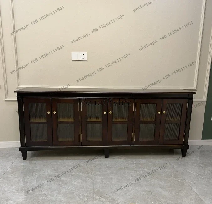 

American Light Luxury Solid Wood TV Cabinet Retro Small Apartment Floor Cabinet Furniture Villa Showroom High-End
