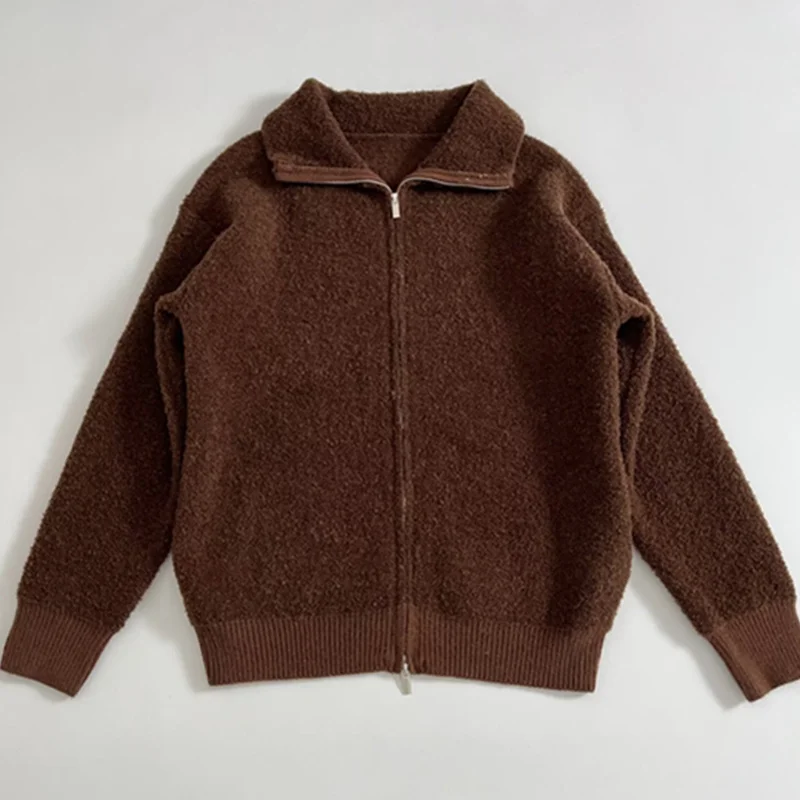 

Maxdutti скандинавская винтажная женская куртка, пальто, минималистичная женская одежда, модная женская элегантная повседневная куртка на молнии с кофе, топы