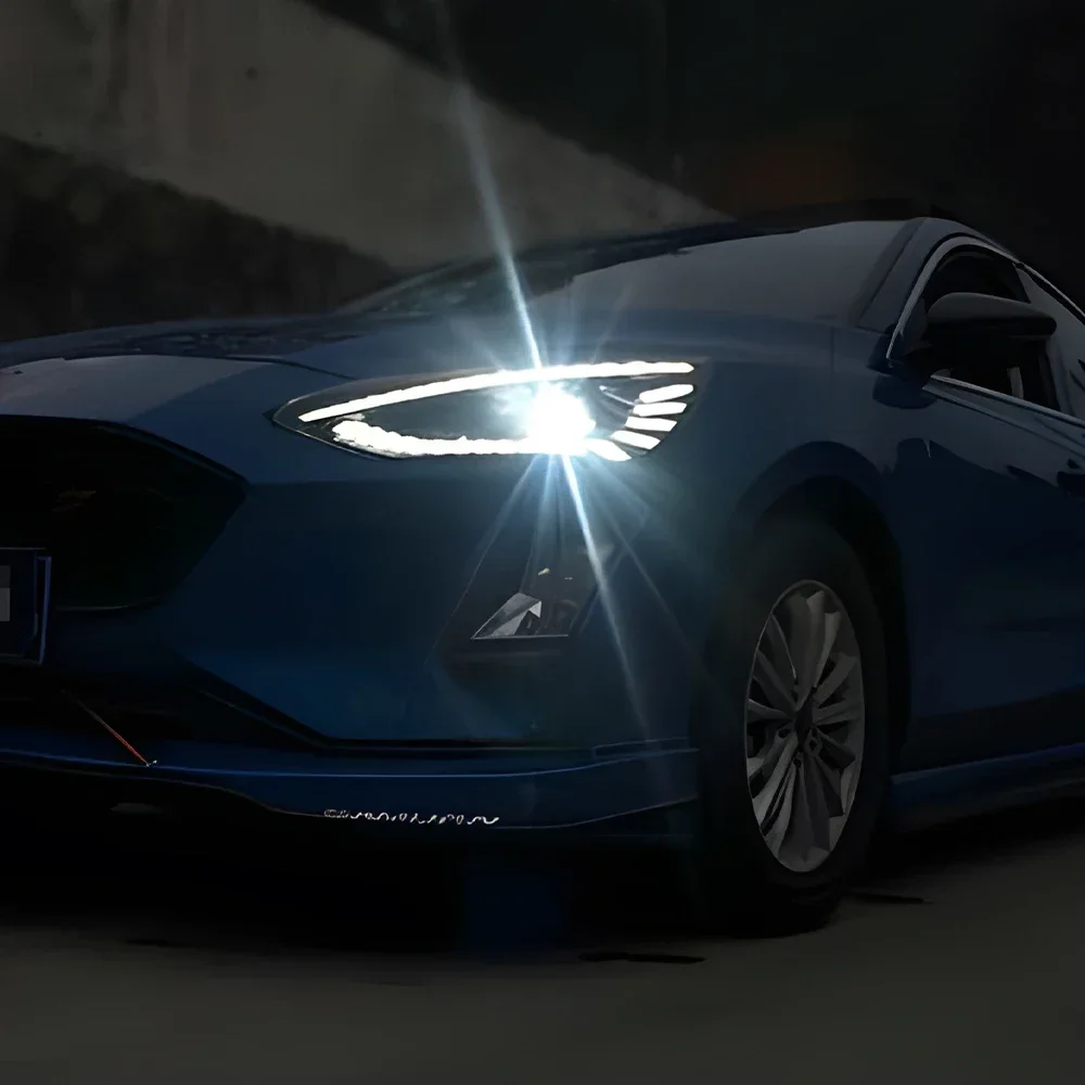 

Автомобильные фары для Ford Focus 2019-2021, светодиодные передние фонари автомобиля в сборе, обновление объектива проектора, аксессуары Plug and Play