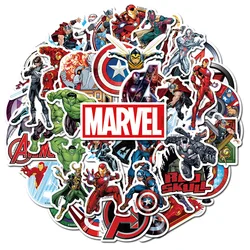 Pegatinas de Marvel de Disney, 50 piezas, figura de Anime, Iron Man, Steve Rogers, pegatina para guitarra, ordenador portátil, equipaje, monopatín, grafiti de dibujos animados, Juguetes