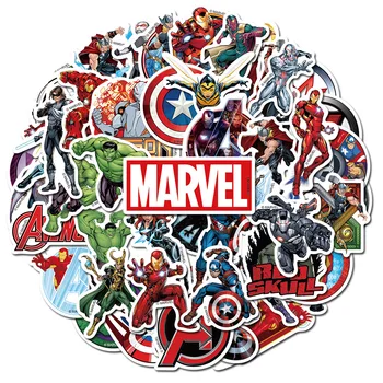 50 sztuk Disney Marvel naklejki Anime rysunek Iron Man Steve Rogers naklejka gitara Laptop bagaż deskorolka Cartoon Graffiti zabawki