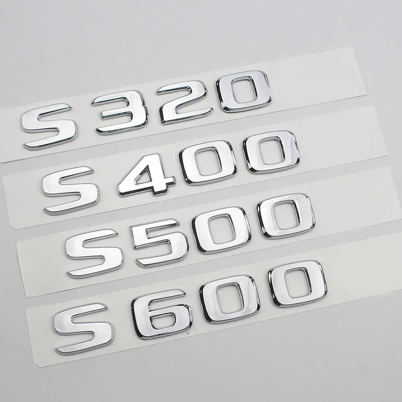 3D ABS Chrome Logo S320 S350 S400 S450 S500 S550 S580 S600 Emblem Letters Car Trunk Badge For Mercedes S W222 W223 Accessories