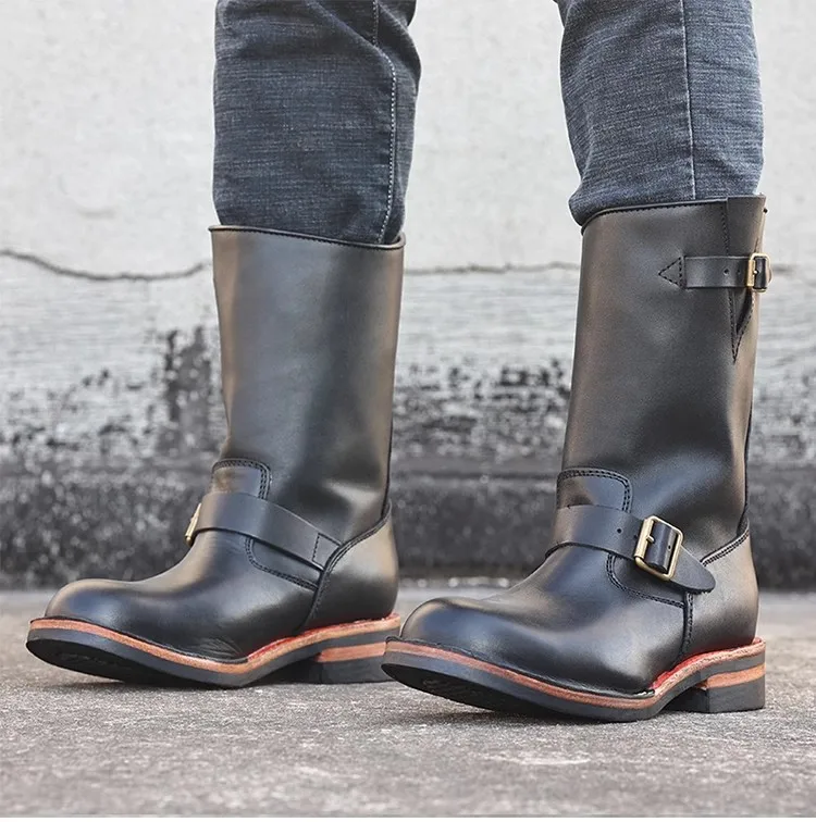 YR Best.Herren-Ingenieurstiefel im Vintage-Stil. Hochwertige Motor Rider handgefertigte Schuhe aus echtem Rindsleder.Klassische Stiefel aus echtem Leder, Cool