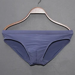 Calcinha de seda gelada respirável masculina, roupa interior amigável para a pele, cintura baixa, fina e transparente, secagem rápida, sexy, verão