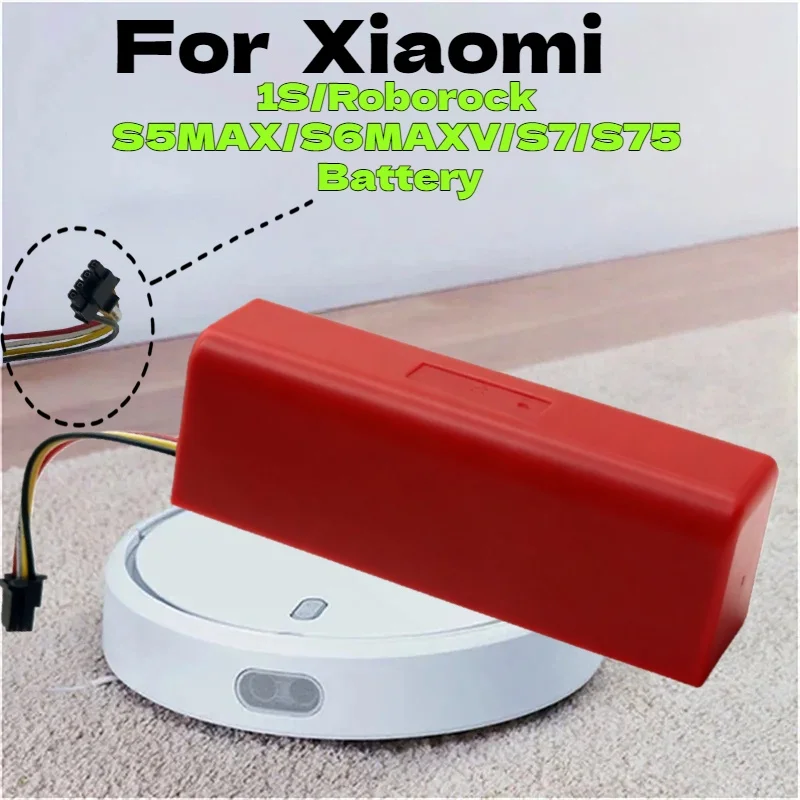 

14.4V -Replacement Battery – 2600mAh/3500mAh/4000mAh/6500mAh for Xiaomi Roborock S55/S60/S65/S50/S51/S5 MAX/S6 Robot Vacuum
