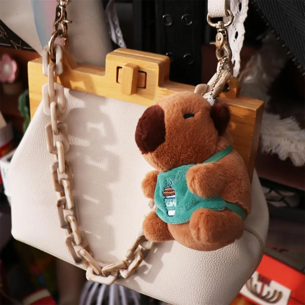 PP algodão capivara chaveiro fofo macio capivara pingente de pelúcia plushies boneca de pelúcia capivara brinquedos de pelúcia