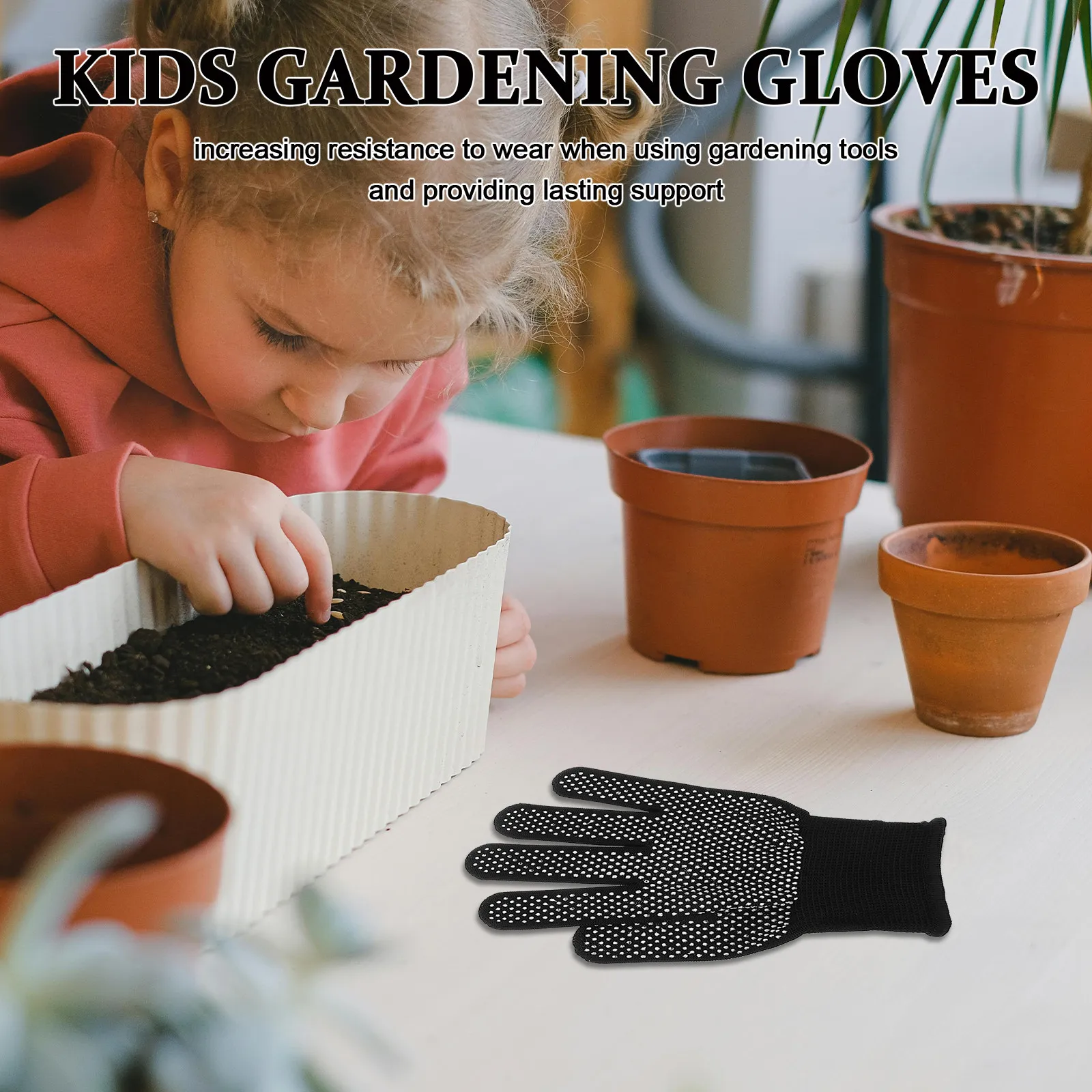 

3Pairs Kids Gardening Gloves Thickened Palm Protective Yard Work Gloves Elastic Wrist Non Slip Breathable Mesh Back Outdoor