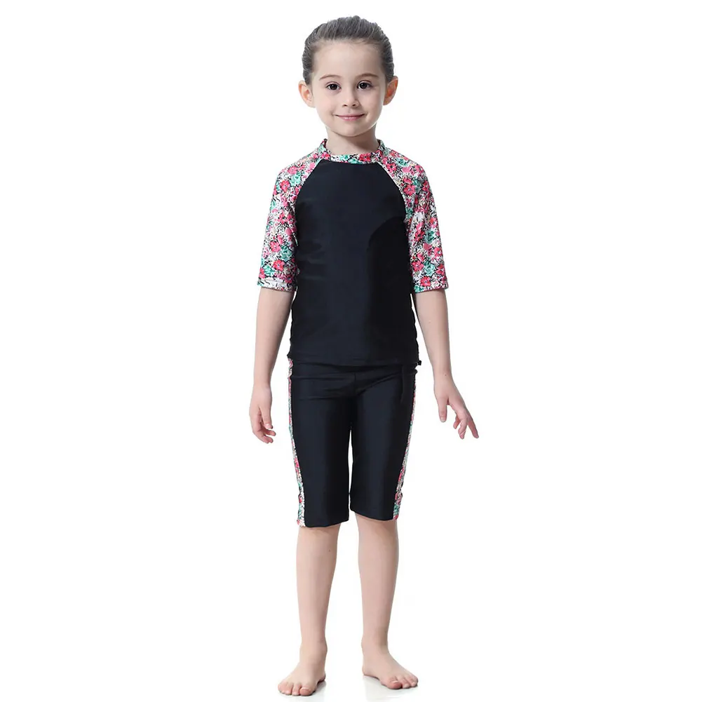 Traje de baño musulmán de nailon de secado rápido, top y shorts