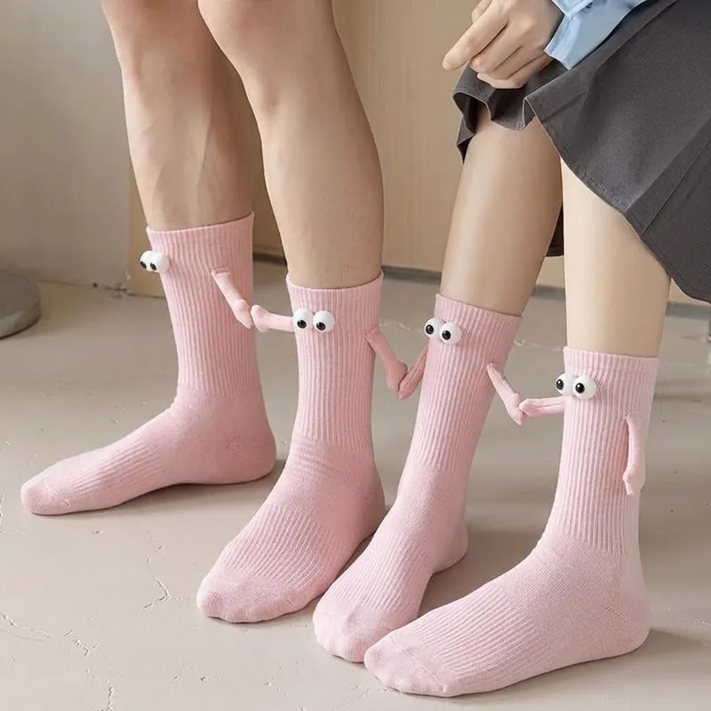 1-10Pairs Kids Holding Hands Socks Mid Calf Cotton Soft Breathable for Travel Holiday Outing Matching Look Cute Family Memory