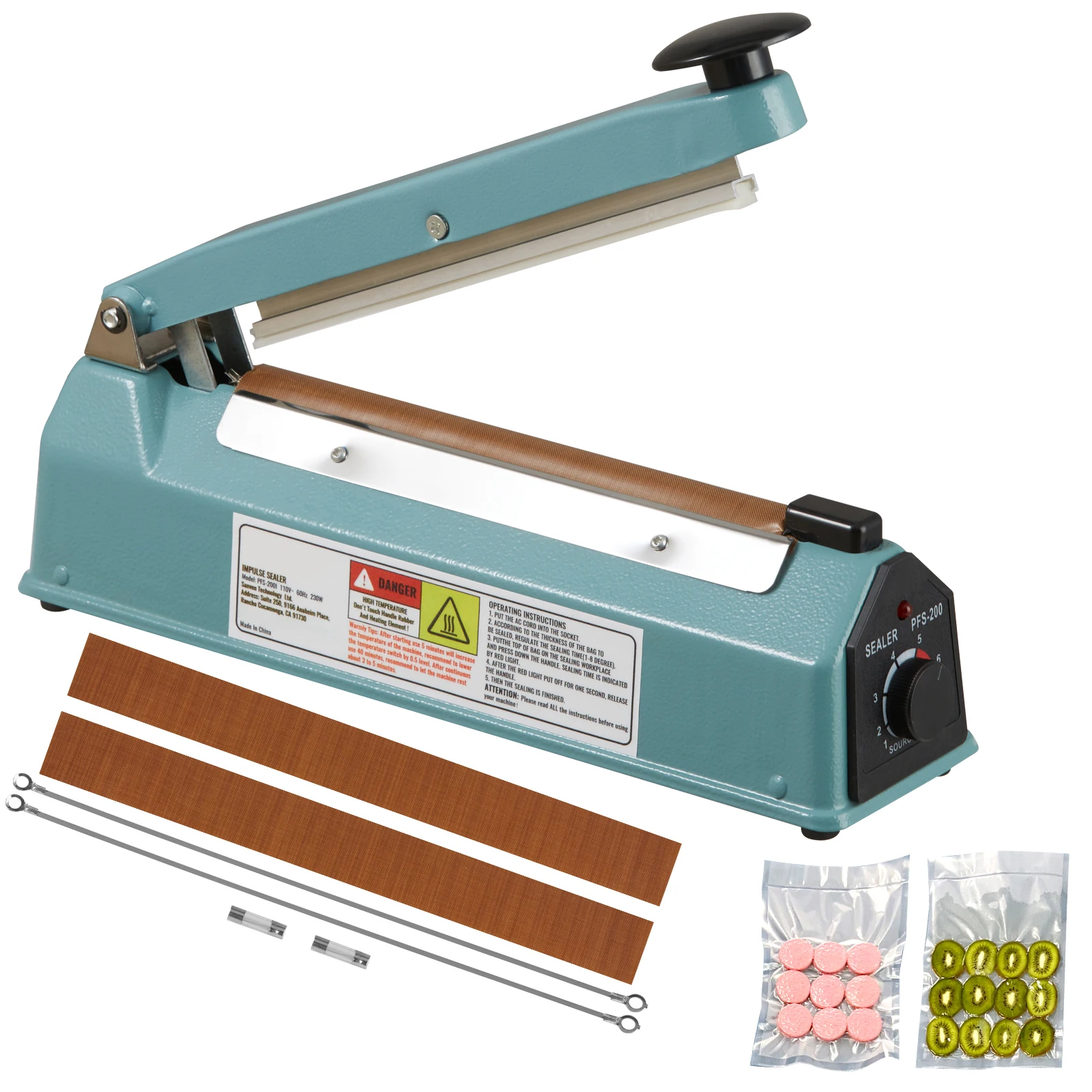 SucceBuy 8/12 Zoll Impulse Shrink Wrap Sealer Manuelle Wärme-Polybeutel-Versiegelungsmaschine mit einstellbarem Modus für Kunststoff-Mylar-PP-Beutel