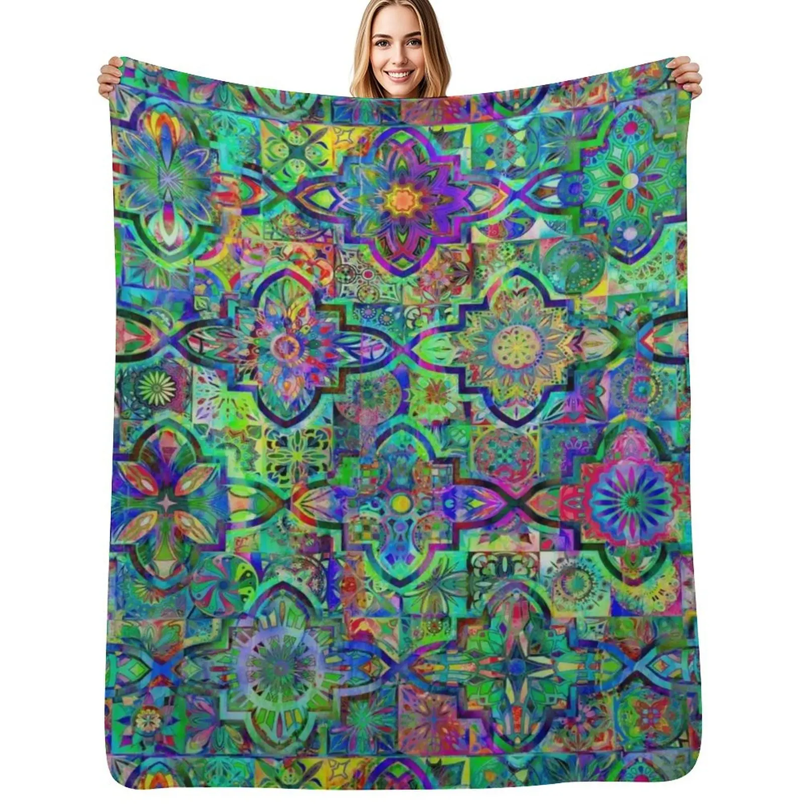Bohemian hippie boho tie dye design Throw Blanket Lightweight Cozy Blanket for Bed Sofa