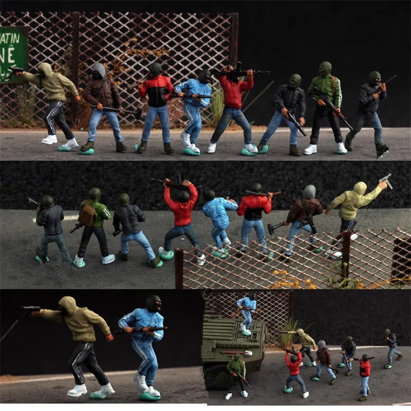 โมเดลเรซิ่นทาสีขนาด 1:72 ชุด 8 ตัว ทหารจอมดุ สำหรับประกอบฉาก DIY ของสะสม ตกแต่ง