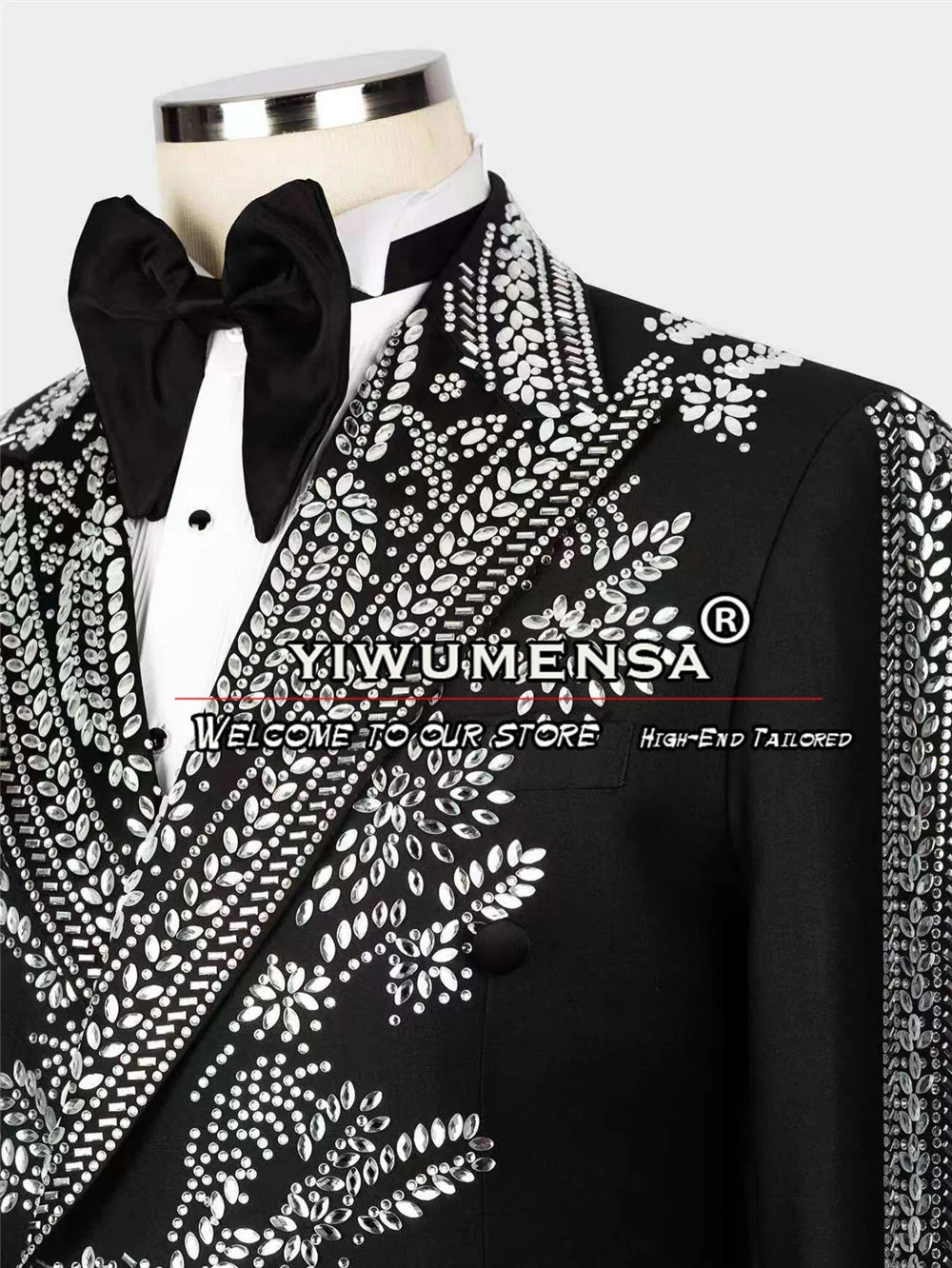 Exquisite Men Suits Heavy Glitter Beaded Handmade Wedding Groom Tuxedos 2 Pieces Male Banquet Prom Party Blazer Costume Homme