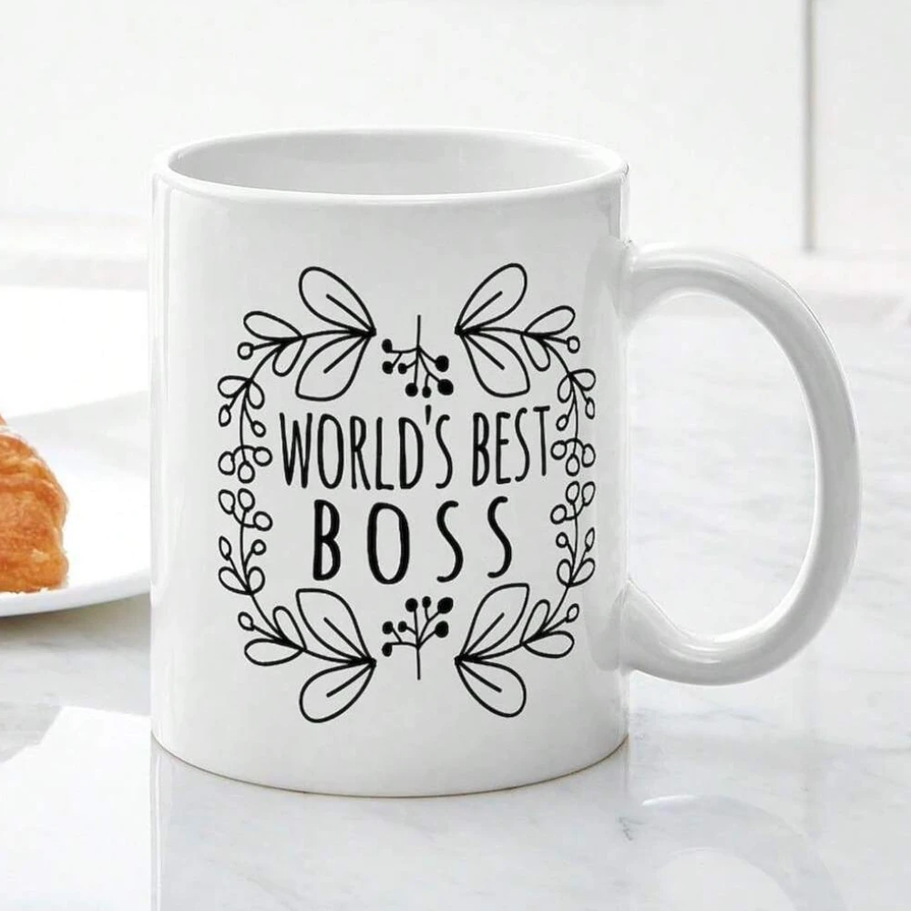 CafePress Cute Pink World's Best Boss Mug 11 Oz (325 Ml) Ceramic Coffee Mug